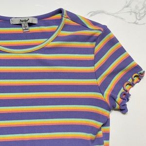 Purple Ribbed Crop Top